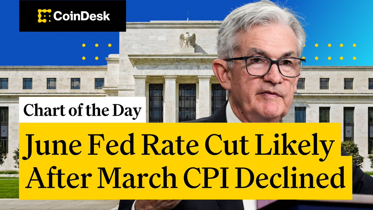 📊 Feds rate cuts eyed for June after U.S. inflation declined 0.1% in March, lower than analyst expectations. Christine Lee explains on "Chart of the Day," presented by Crypto.com 🔗👇