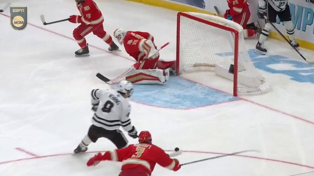 HOW DID THIS PUCK STAY OUT⁉️ 😱 📺 Frozen Four semifinal on ESPN2/ESPN+ NOW 🍿