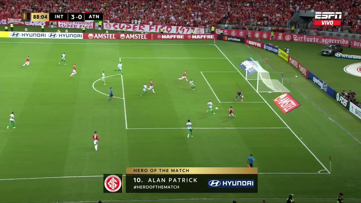 Gol de Inter Alan Patrick y el tercero para los brasileños Inter 3-0 Atlético Nacional ▶️ Más 🏆 Conmebol #Libertadores en #DisneyPlus