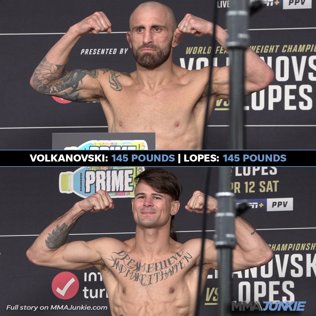 The #UFC314 vacant title headliner is OFFICIAL! ⚖️ Alexander Volkanovski: 145 pounds ⚖️ Diego Lopes: 145 pounds