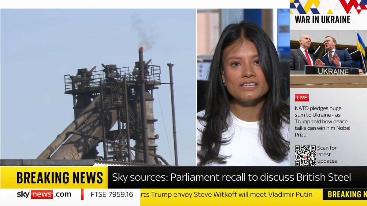 BREAKING: Parliament is to be recalled tomorrow to discuss British Steel, Sky News understands. Serena Barker-Singh says this is an "extremely rare" occurrence and the last time parliament was recalled was in 2021 over the situation in Afghanistan.