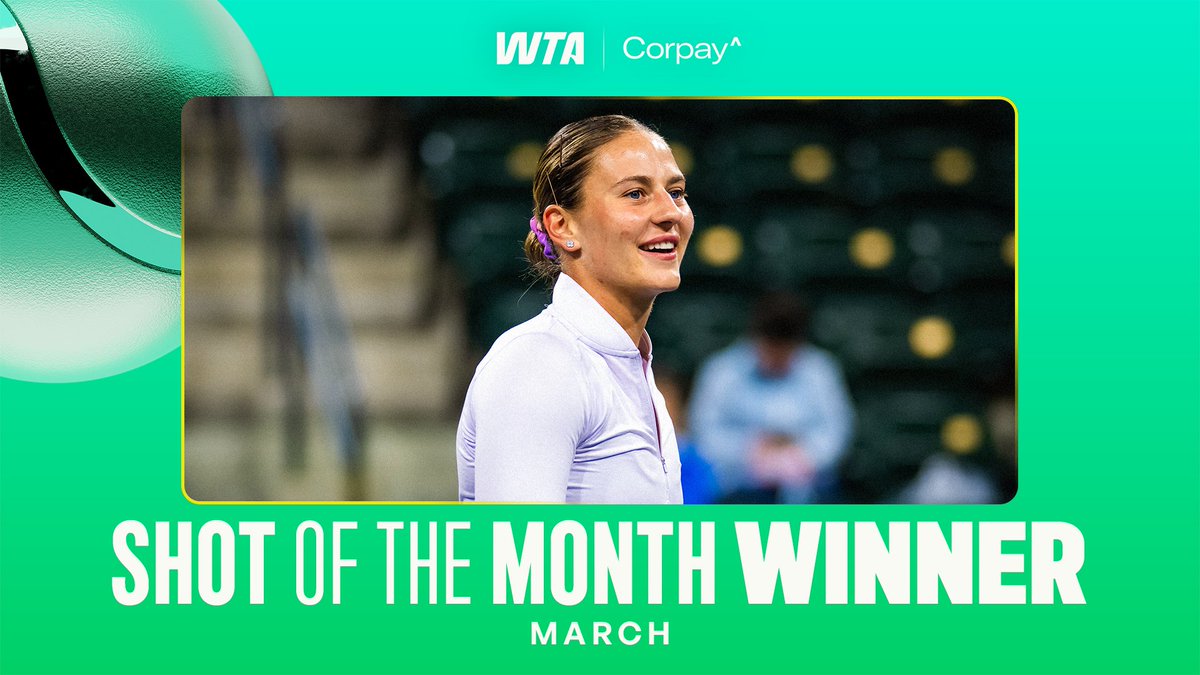 underarm ace 😮💨 The shot of the month winner for March is.... Marta Kostyuk! Presented by Corpay Cross-Border Solutions
