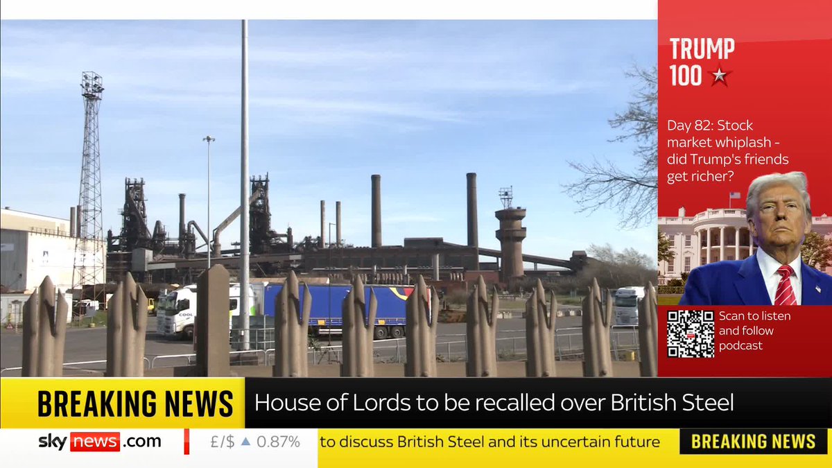 BREAKING: The House of Lords to be recalled over the future of British Steel. 📺 Sky 501, Virgin 602, Freeview 233 and YouTube