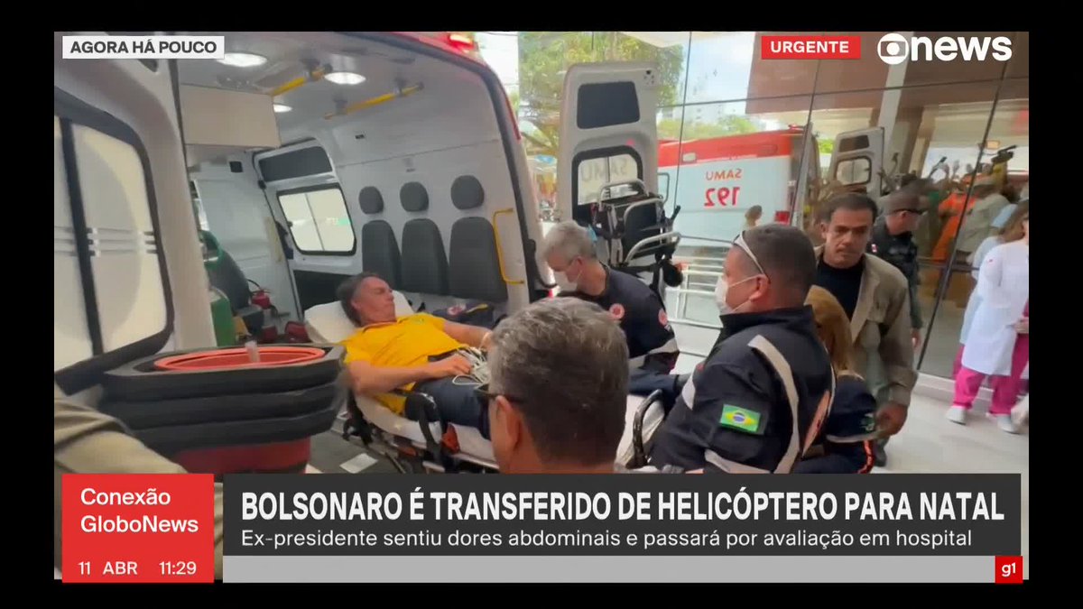 Veja o momento em que Bolsonaro chega ao hospital de Natal após ser transferido do interior do Rio Grande do Norte com dores abdominais. ➡ Assista ao #ConexãoGloboNews: #GloboNews