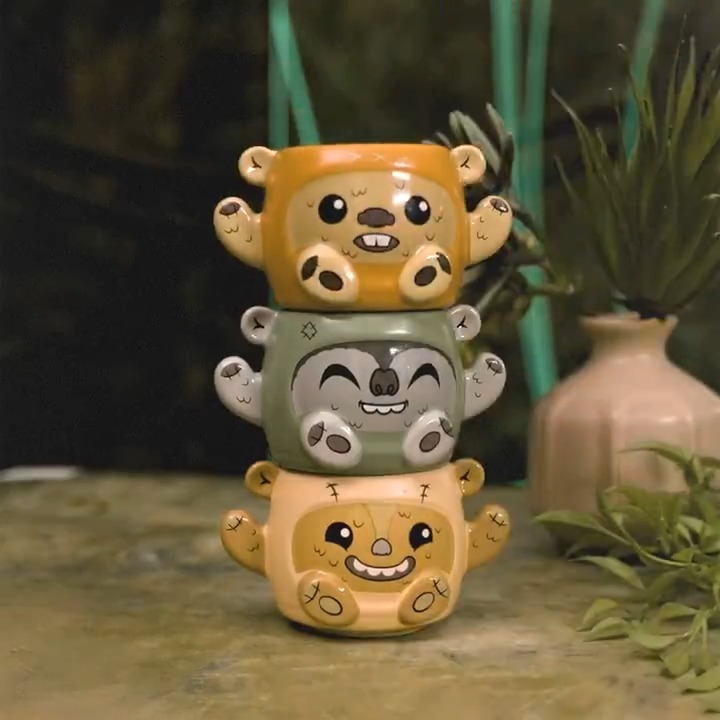 Endor Ewok mugs are ready to battle the day. Stackable Star Wars mugs now available at