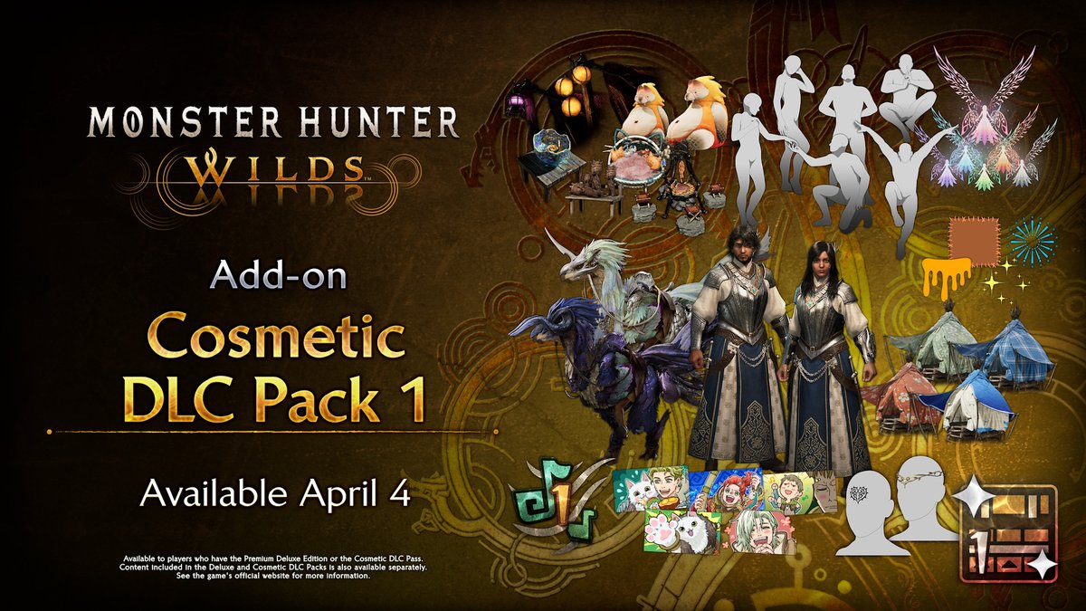 Here's a quick rundown of the fun DLC items included in Cosmetic DLC Pack 1, available with the Cosmetic DLC Pass, in an individual pack, and as separate items. If you have the #MHWilds Premium Edition you'll receive all of this content as well!