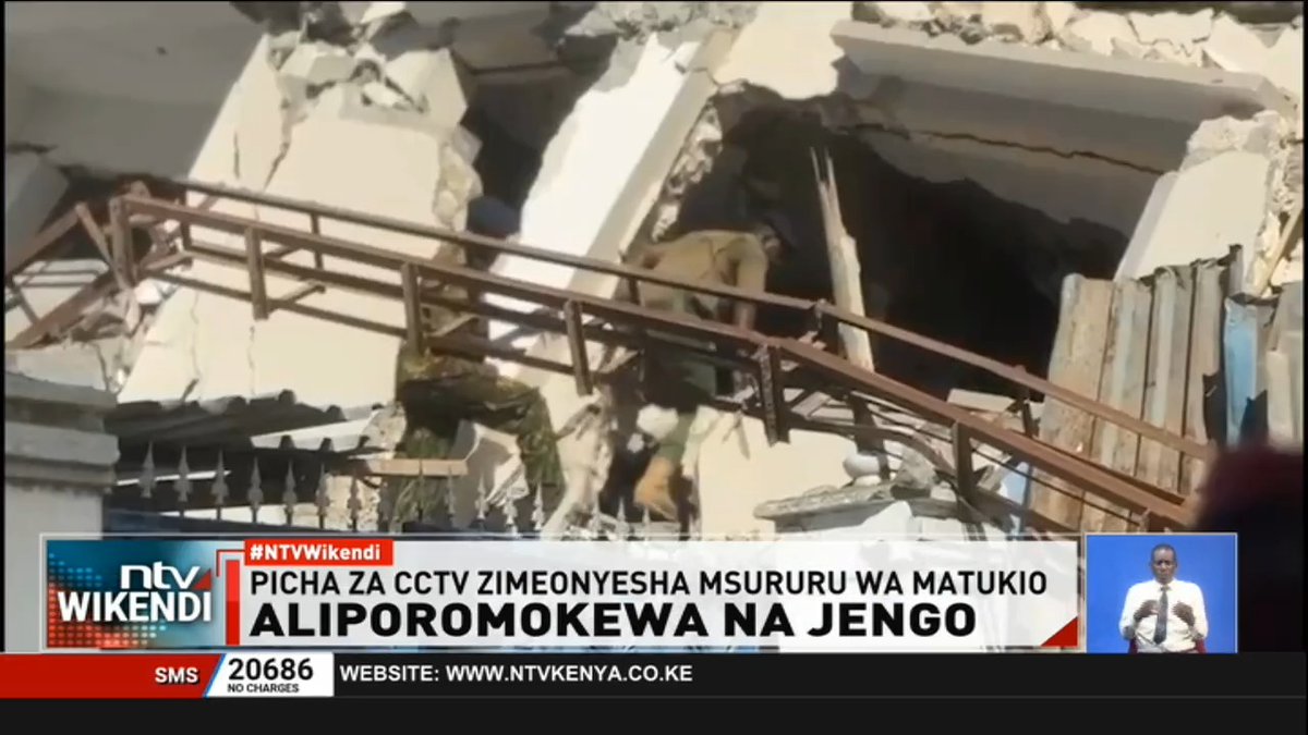 Aliporomokewa Na Jengo Picha za CCTV zaonyesha mwanaume aliyedaiwa kupotea akiwa hai ndani ya jengo ambalo liliangushwa kwa mabomu na wanajeshi katika kaunti ya Mombasa. #NTVWikendi Lofty Matambo Fridah Mwaka