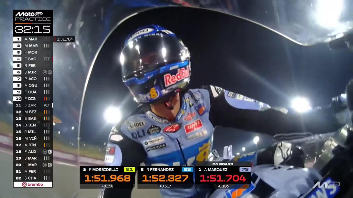 🆙 Alex Márquez steals P1 as Franky moves up to 3rd! #QatarGP 🇶🇦