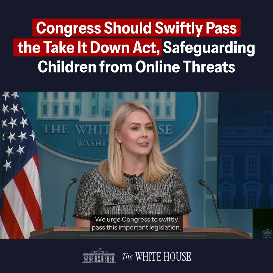 CONGRESS: Safeguard children from online threats. Pass the Take It Down Act! 🇺🇸 First Lady Melania Trump