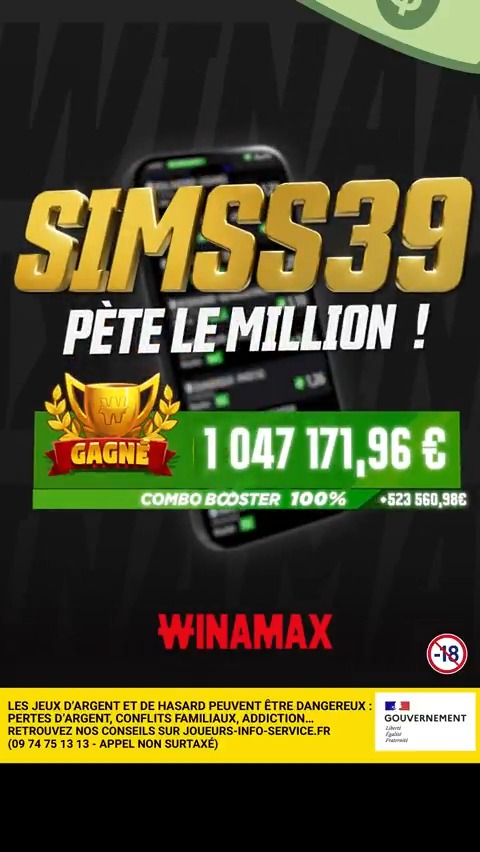 🚨 1 047 171,96 € : LE PLUS GROS GAIN DE L’HISTOIRE DES PARIS SPORTIFS EN LIGNE EN FRANCE EST TOMBÉ… SUR WINAMAX ! 🤩