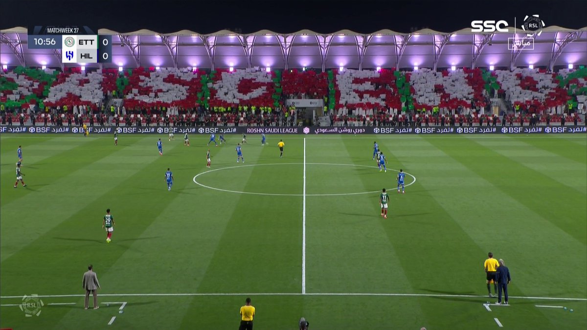 تيفو الاتفاق في مدرجات ملعب إيجو.. 🟢 🔴 #دوري_روشن_السعودي #الاتفاق_الهلال | #SSC