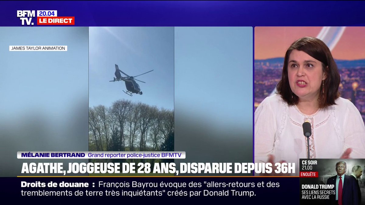 Joggeuse disparue: les recherches sur le terrain pour retrouver Agathe reprendront demain matin