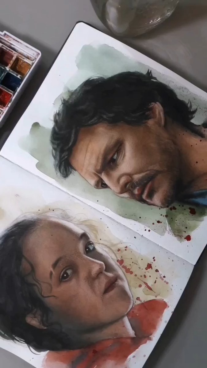 Our Creator Highlight of the Week goes out to Eri (colouring_the_rainbow/IG) for this beautiful Joel &amp; Ellie watercolor painting. Who’s excited for Season 2? 🍄