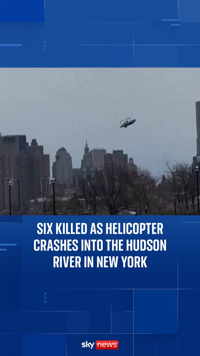 A family of five Spanish tourists, including three children, have been killed in a helicopter crash in New York City. The pilot was also killed as the aircraft crashed into the Hudson River. Read more: