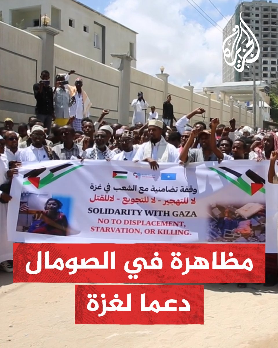 "لا للتهجير.. لا للتجويع.. لا للقتل".. صوماليون يتظاهرون رفضا لاستمرار الحرب على #غزة ودعما لفلسطين
