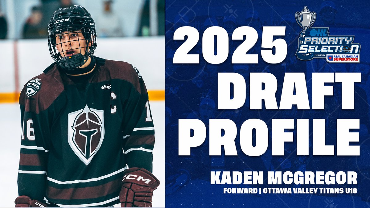 2025 #OHLDraft Prospect Profile 🎬: The HEO 'AAA' Hockey League U16 Player of the Year, Kaden McGregor led the Ottawa Valley Titans to a league title with 82 points over 29 season games before piling on 24 points in nine playoff contests 🎥