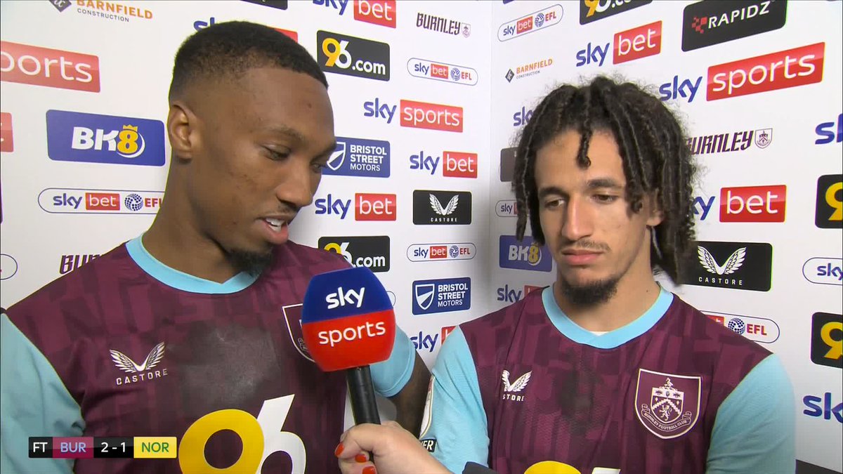 "There's too much vibes in the changing room" 😂 Hannibal and Jaidon Anthony were in great spirits after Burnley's 2-1 win against Norwich 🟣