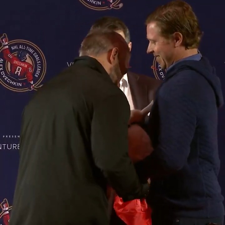 They gave Ovi a goat 🤣 (🎥: Washington Capitals)