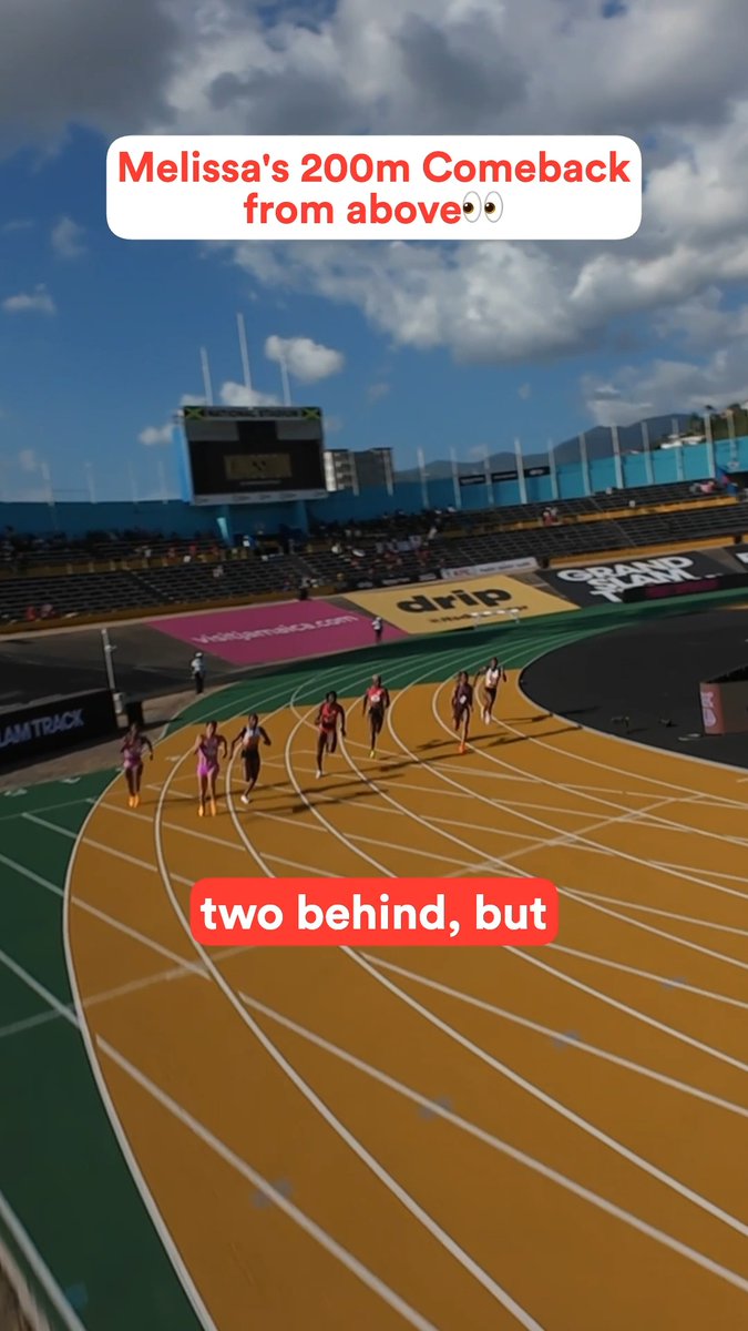 The eye in the sky doesn't lie! Watch Melissa Jefferson-Wooden, OLY.'s wild comeback 200m victory in -4.7 headwind!