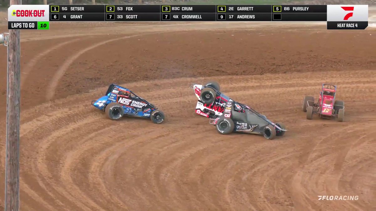 💥 Rough start to USAC Racing Heat #4 at Lincoln Park Speedway ends up with Daison Pursley on his lid #USAC