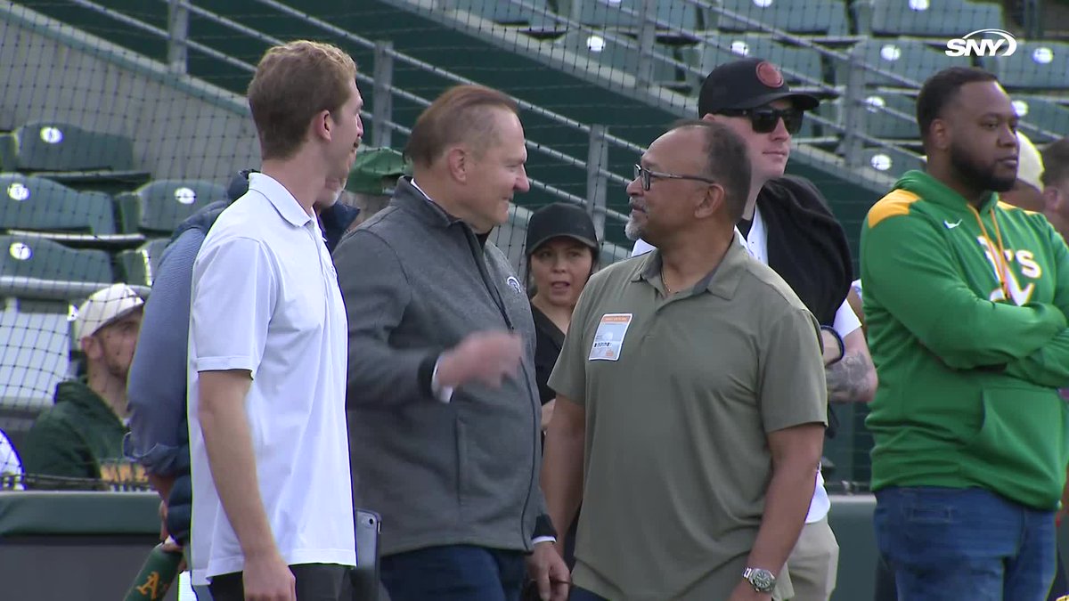 Starling Marte chats with Scott Boras at Sutter Health Park