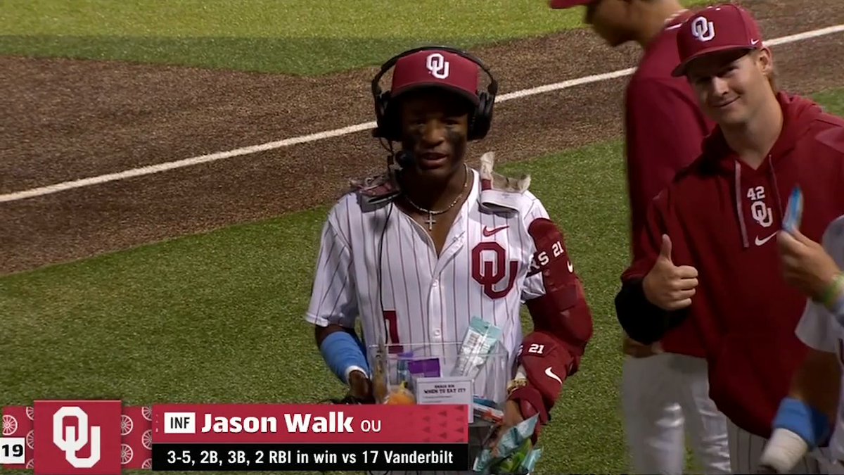 .Oklahoma Baseball provided Jason Walk with all of the snacks 😂
