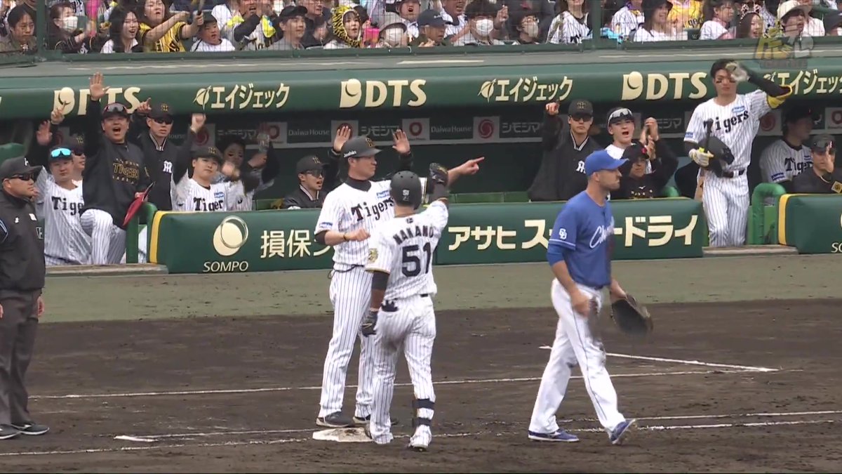 5回裏、中野選手が勝負強さを発揮!ライト前タイムリーヒットで1点を返す! #hanshin #虎テレ #阪神タイガース #鼓動を鳴らせ_虎道を進め