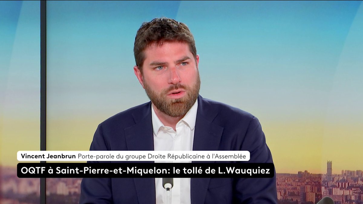 🔴🗣 Laurent Wauquiez a fait "une proposition forte et concrète" Vincent Jeanbrun, porte-parole du groupe Droite Républicaine à l'Assemblée, revient sur la proposition de Laurent Wauquiez d'envoyer les OQTF à Saint-Pierre-et-Miquelon. 📺#franceinfo #canal27