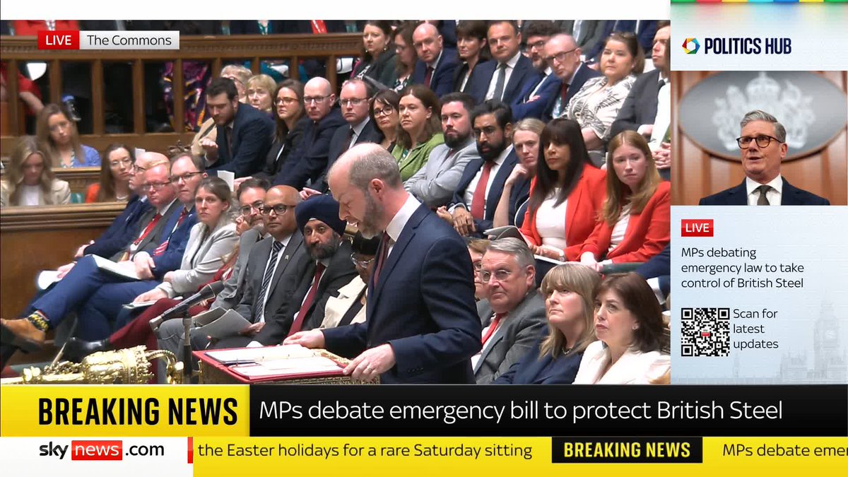 "We meet under exceptional circumstances to take exceptional action in what are exceptional times" Business Secretary Jonathan Reynolds opens the debate on emergency steel legislation. 📺 Sky 501, Virgin 602, Freeview 233 and YouTube