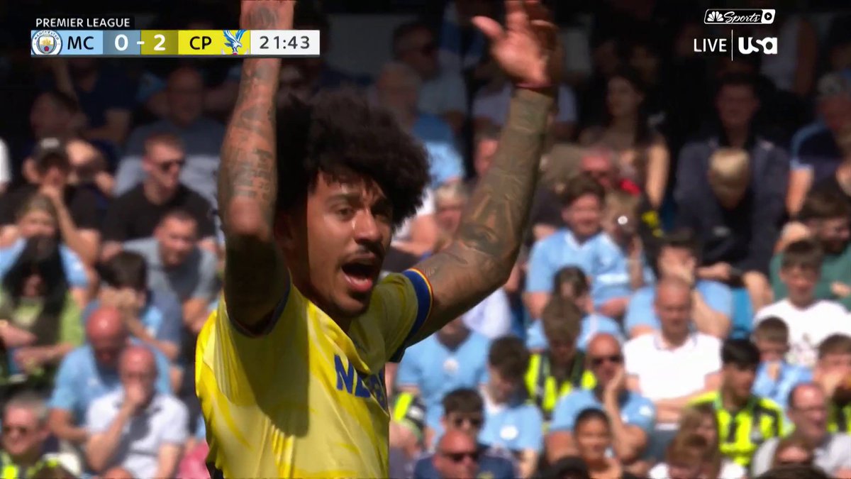 THE AMERICAN MAKES HIS MARK. ๐บ๐ธ Chris Richards doubles Crystal Palace's lead at the Etihad! ๐บ USA Network | #MCICRY