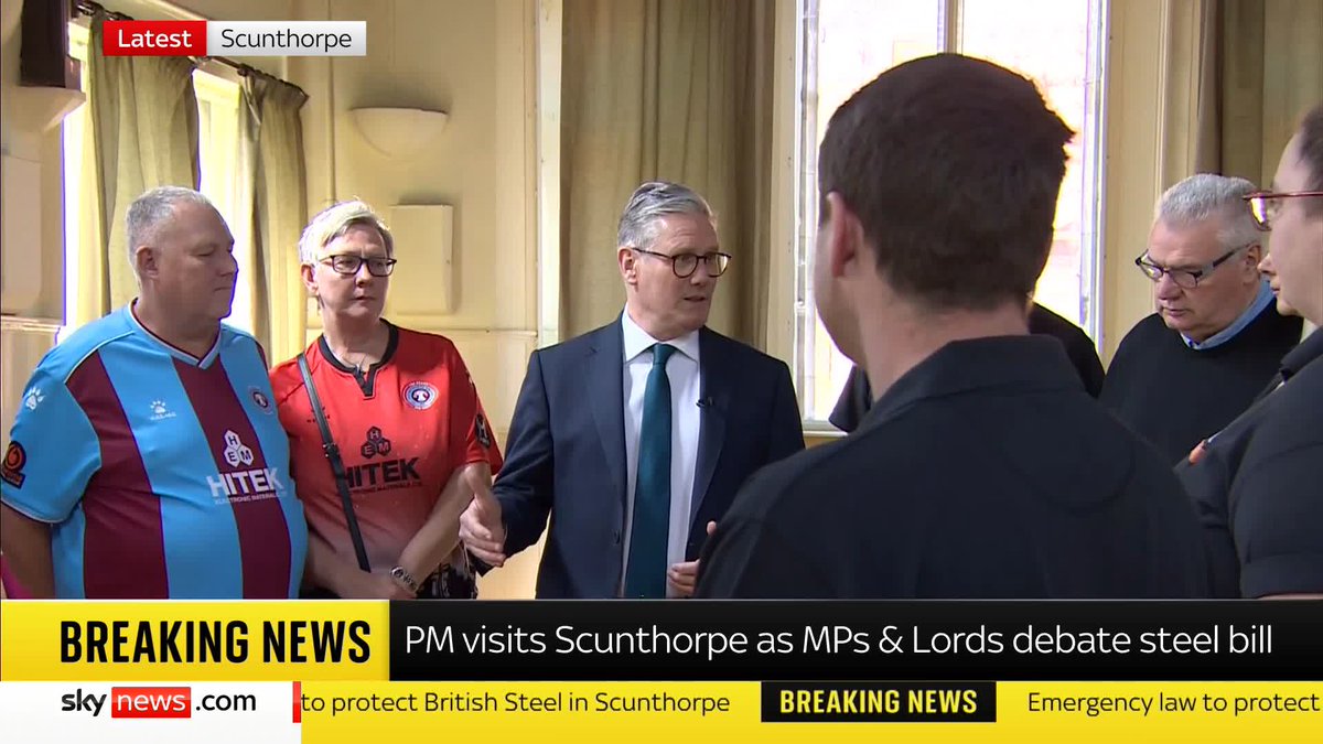 BREAKING: Prime Minister, Sir Keir Starmer has visited Scunthorpe to speak with steel workers and their families, while MPs and Lords debate an emergency bill to save British steel Live updates 📺 Sky 501 and YouTube