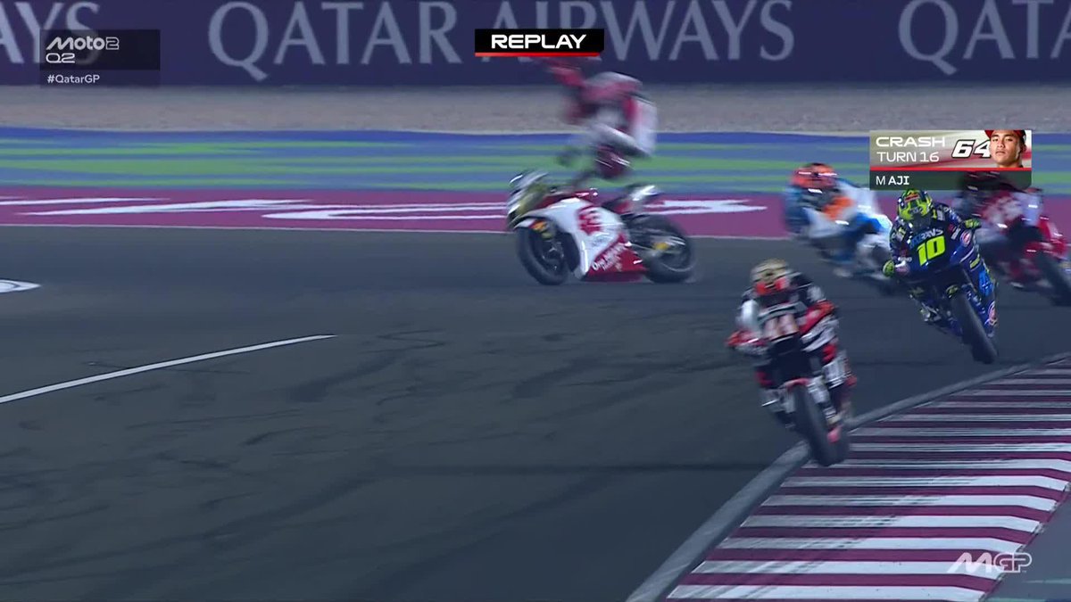A HUGE highside for Mario Aji right at the end of the session 🫢 #QatarGP 🇶🇦
