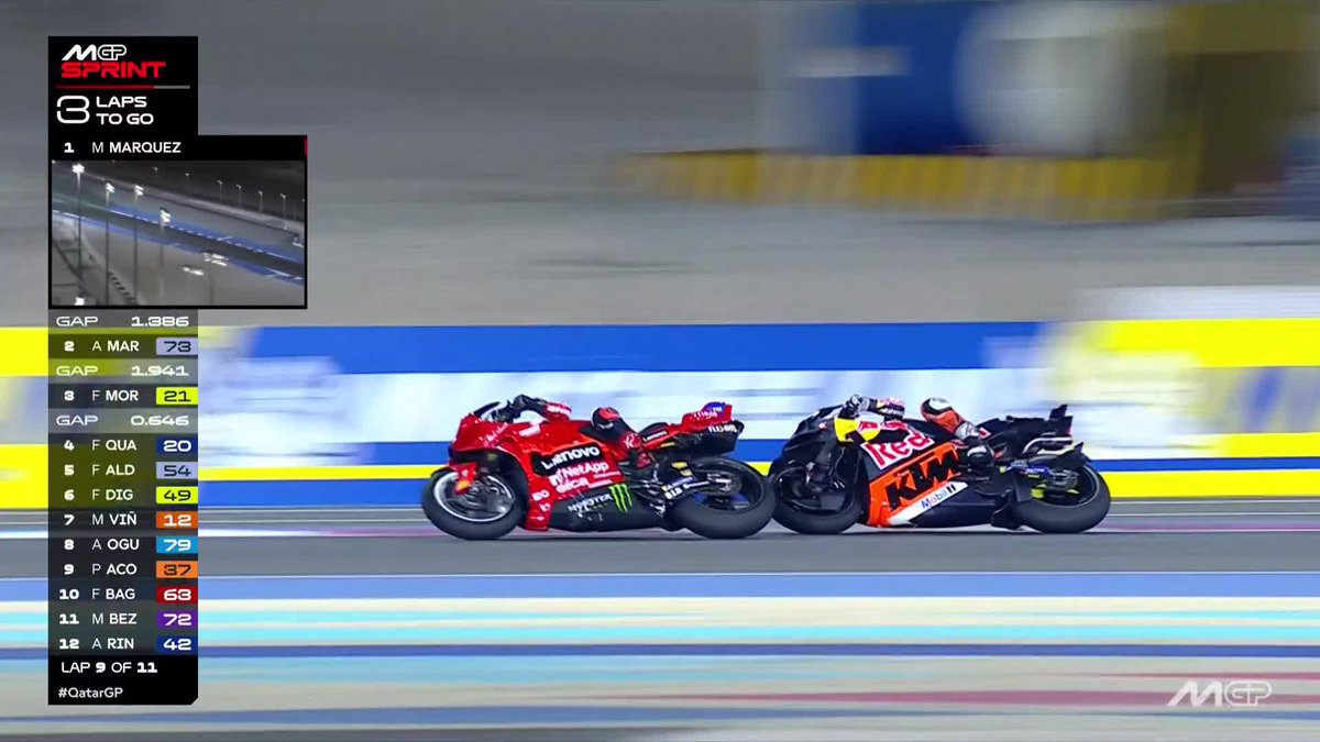 ⚠️ Pecco Bagnaia's struggles continue but he makes it stick on Pedro Acosta for 9th #QatarGP 🇶🇦