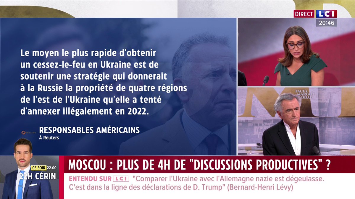 "Poutine est fort de nos faiblesses. C'est parce que nous sommes faibles, que nous avons peur, que nous cédons à son chantage, que nous croyons à son bluff nucléaire... que Poutine est fort", énumère Bernard-Henri Lévy. "Il n'a pas en soi la force qu'on lui prête." ▶️ avec ✦ Margot Haddad ✦