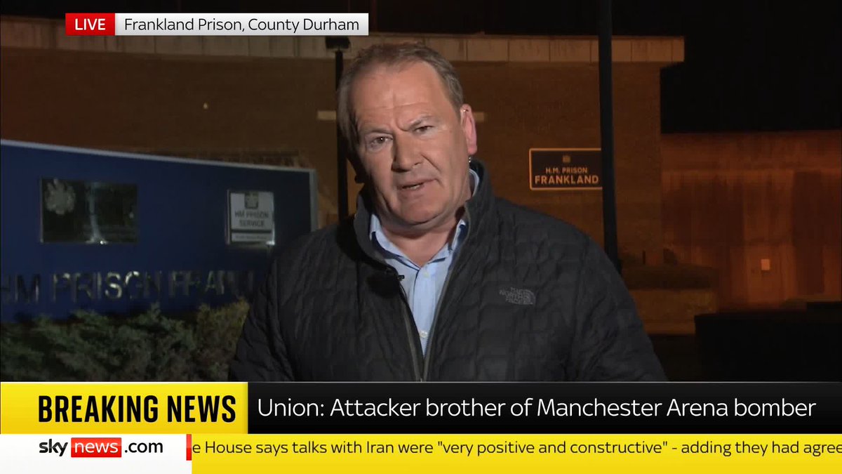 Three prison officers have been attacked by Hashem Abedi, the brother of the Manchester Arena bomber, according to the Prison Officers Association. Frazer Maude reports from Frankland Prison in Country Durham. Latest: 📺 Sky 501, Virgin 602 and YouTube