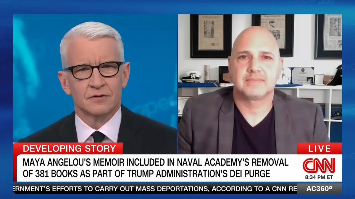 "Here I am... fighting against fascist tactics in my own country": Retired Commander William Marks on the Naval Academy's decision to ban nearly 400 library books, including one by Maya Angelou.