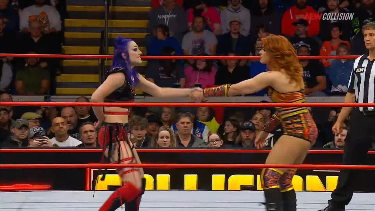 What a kick from Billie Starkz! 👀 Watch #AEWCollision LIVE on TNT + MAX JAMIE HAYTER | BIG Billie Starkz • ビリー・スタークス