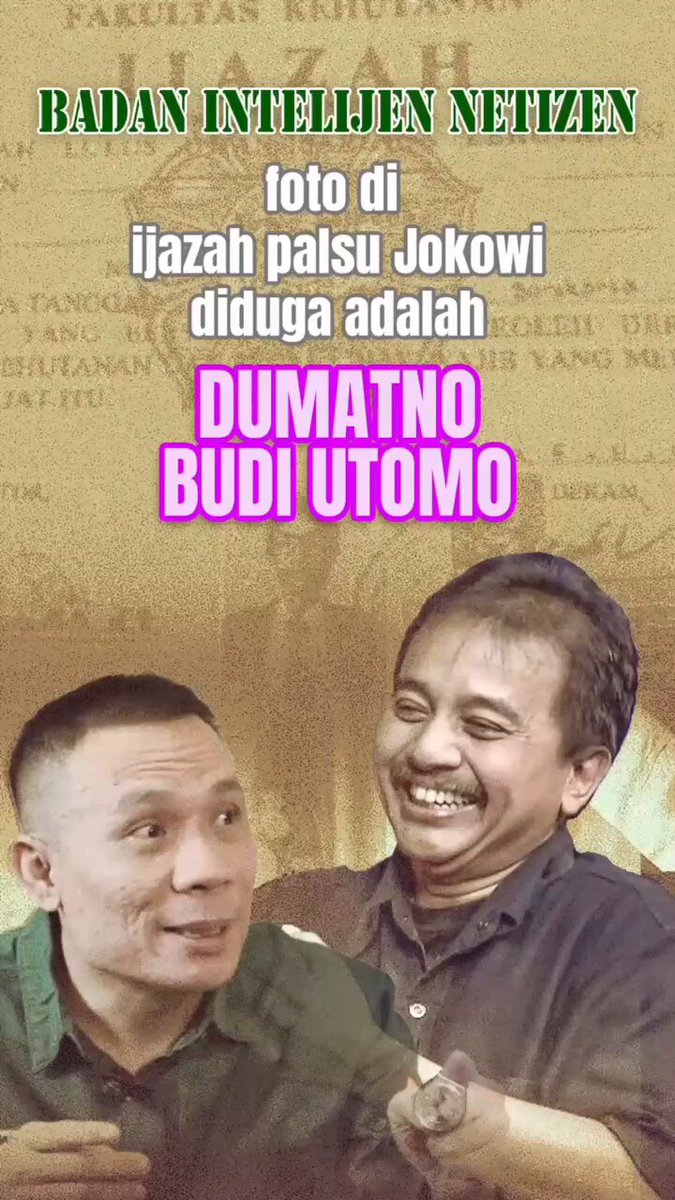 Foto di ijazah Jokowi Diduga 👉 Dumatno Budi Utomo Kata KRMT Roy Suryo ASLI