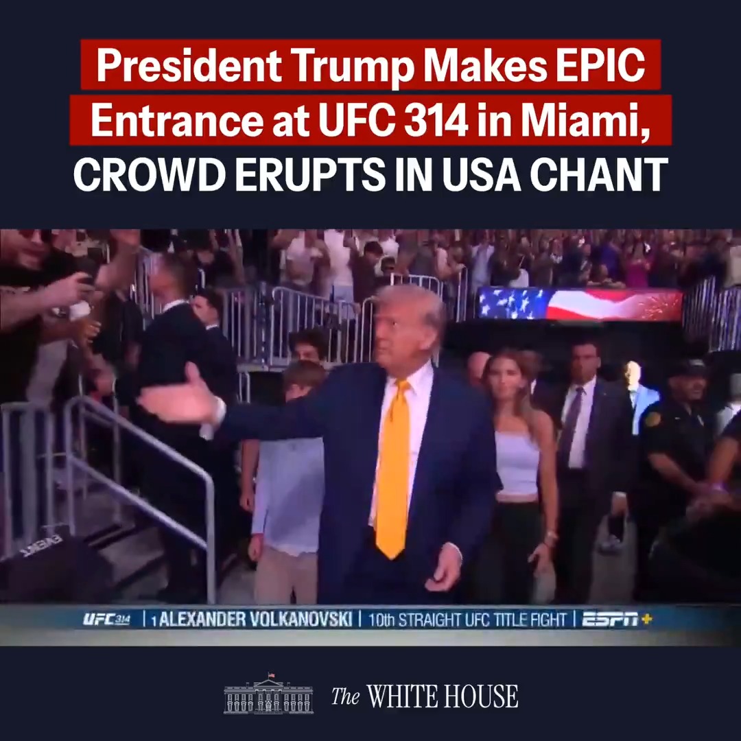 🇺🇸President Trump Makes EPIC Entrance at UFC 314 in Miami 🔥CROWD ERUPTS IN USA CHANT