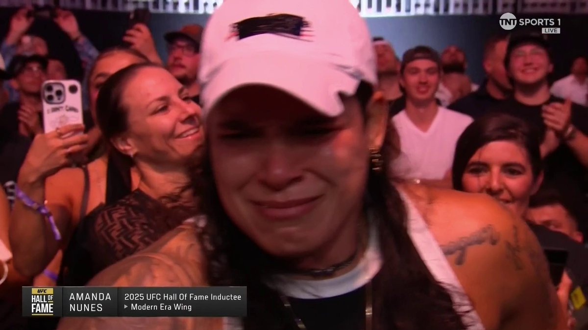 Amanda Nunes bursts into tears after finding out she'll be inducted into the 2025 UFC Hall of Fame 🥹🙌 (via UFC on TNT Sports)