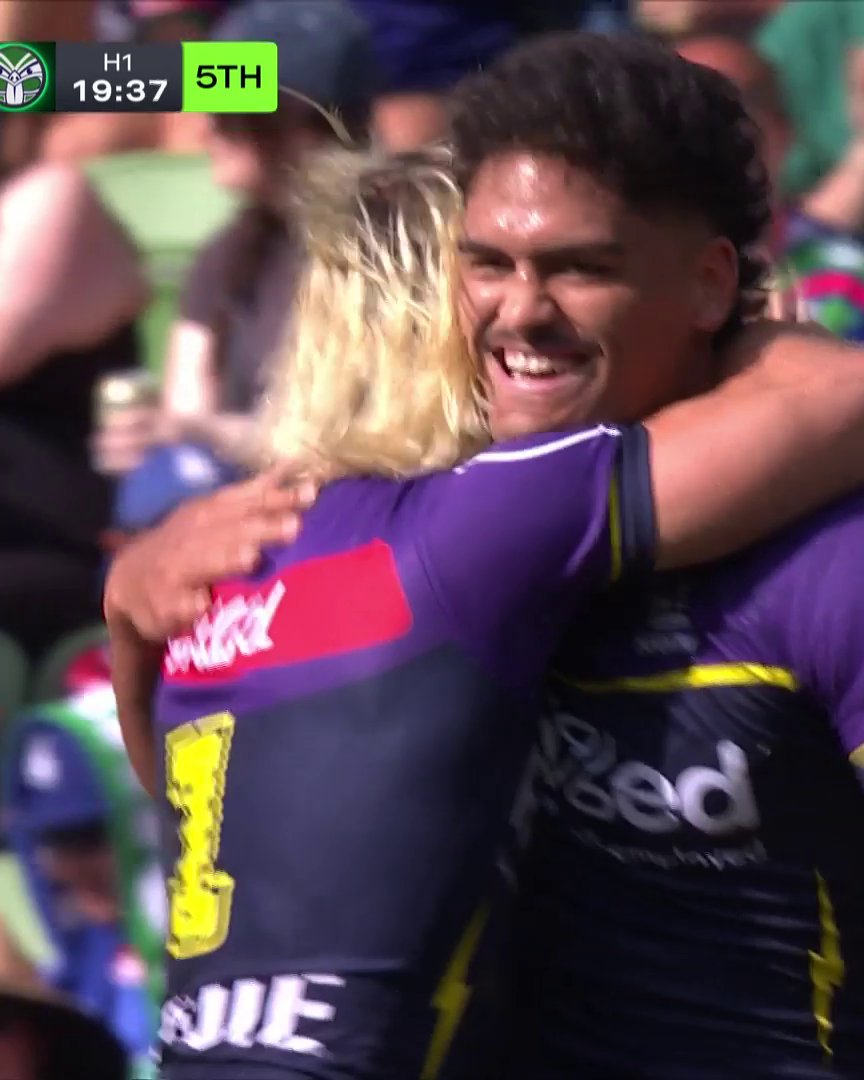 Xavier Coates soars and sends Blore over! 🚀 #NRLStormWarriors