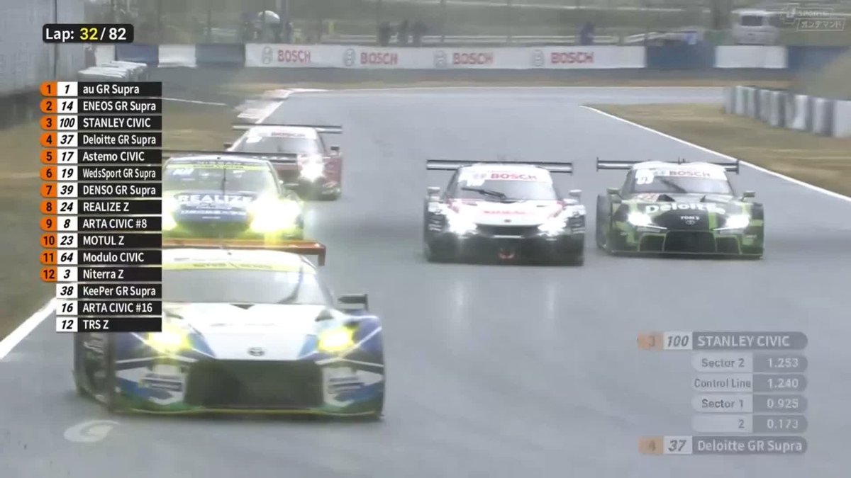 14番グリッドからスタートした 37号車 Deloitte GR Supra 笹原右京がごぼう抜き! スタンレーも華麗にパスして3番手に! 神ってます✨ SUPER GT 2025 第1戦 岡山国際サーキット 決勝 #SUPERGT #スーパーGT