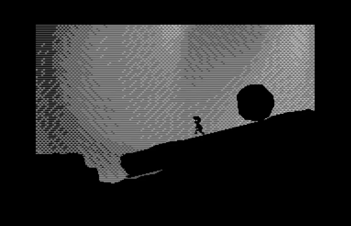 The Rolling Boulder Challenge in the Commodore 64 game, LIMBO.