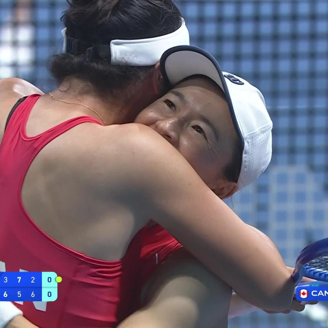 Hometown Heroes 🇯🇵 The moment Shuko Aoyama and Ena Shibahara defeated Cross/Marino 6-3 5-7 6-2 to book Team Japan's ticket to Shenzhen. #BJKCup
