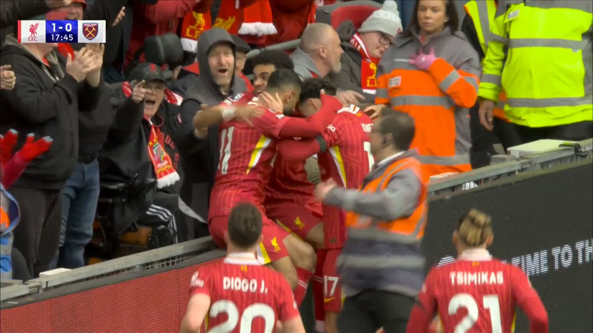 Assist for Mo Salah 🔗 Goal for Luis Diaz ⚽️ Liverpool take the lead against West Ham 🔥