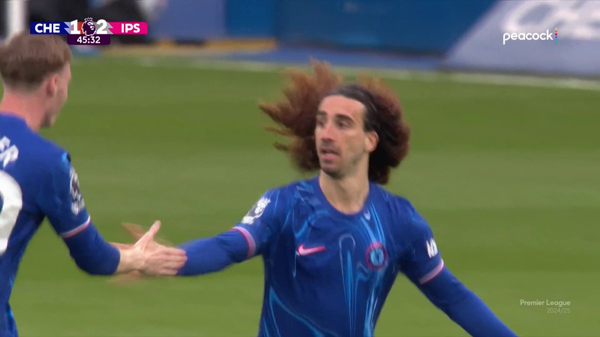 Chelsea pull one back against Ipswich just seconds after the restart. 👀 📺 Peacock | #CHEIPS