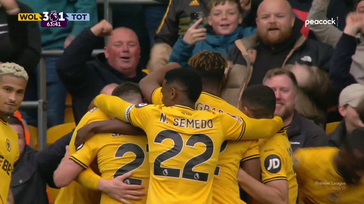 Rayan Ait-Nouri gets the best of Sergio Romero and squares it for an easy tap-in as Wolves bag a third against Spurs. 🐺 📺 Peacock | #WOLTOT