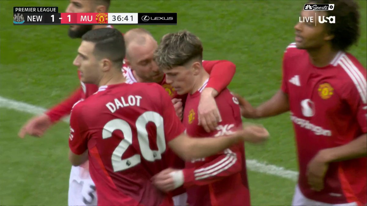Man United get their equalizer as Alejandro Garnacho places it right in the bottom corner! 🎯 📺 USA Network | #NEWMUN