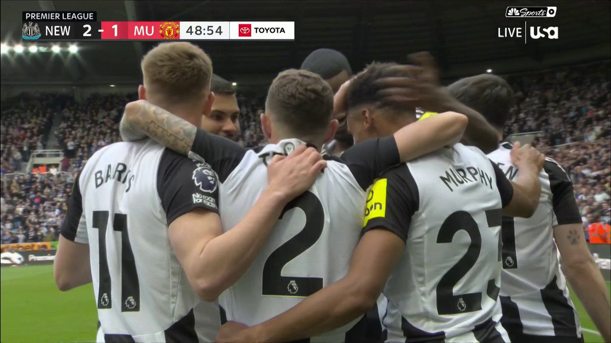 Newcastle go back in front as Harvey Barnes smashes it in from close range. ⚫️⚪️ 📺 USA Network | #NEWMUN