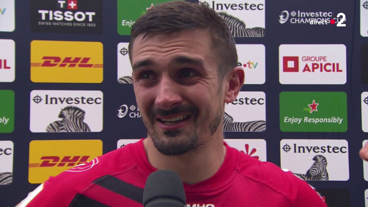 #InvestecChampionsCup | 🗣️ "Ça aurait été dur de perdre à cause de moi." 🥺 Thomas Ramos n'a pas caché son émotion après la qualification du Stade Toulousain en demi-finale de la Champions Cup. 🏉 Son équipe ira défier l'UBB début mai pour une place en finale !